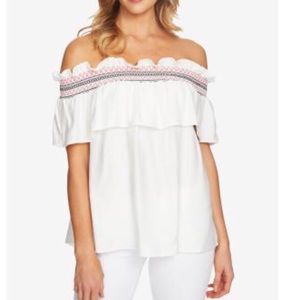 CECE Off The Shoulder Ruffled Top